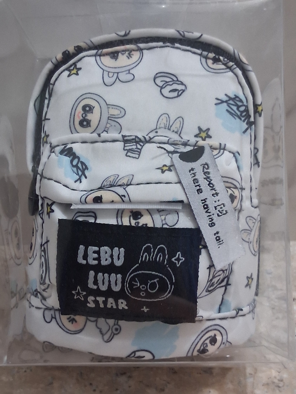 LEBU LUU Star White Bunny Print Mini Backpack Pouch